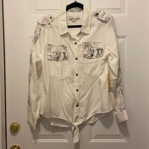 White Button Down Snake Shirt